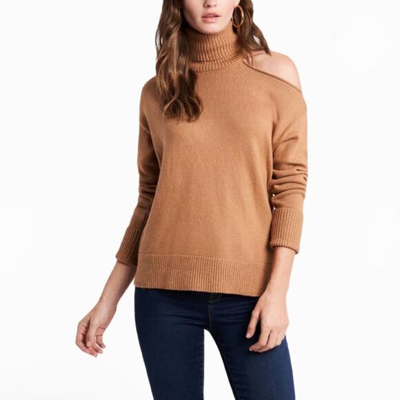 1. STATE Women’s Cream One Shoulder Long Sleeve Turtleneck Sweater Pullover Sz M - Picture 10 of 10